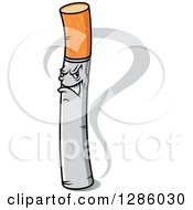 Clipart Of A Tough Cigarette Character And Smoke Royalty Free Vector Illustration by Vector Tradition SM