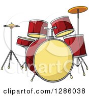 Poster, Art Print Of Red And Yellow Drum Set