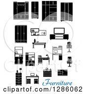 Poster, Art Print Of Black And White Household Furniture With Blue Text