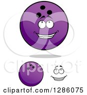 Clipart Of A Face And Purple Bowling Balls Royalty Free Vector Illustration