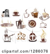 Poster, Art Print Of Multi Toned Brown Coffee Cups And Espresso Designs