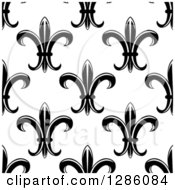 Clipart Of A Seamless Pattern Background Of Fleur De Lis Black And White Royalty Free Vector Illustration