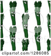 Clipart Of A Seamless Pattern Background Of Happy Asparagus Stalks Royalty Free Vector Illustration