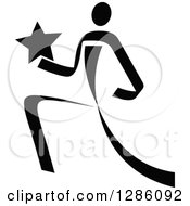 Poster, Art Print Of Black And White Ribbon Person Running With A Star
