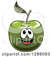 Clipart Of A Happy Green Apple Character Smiling Royalty Free Vector Illustration