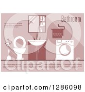 Poster, Art Print Of Pink Toned Bathroom Interior With Sample Text