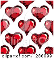 Clipart Of A Seamless Pattern Background Of Red Hearts With Openings Royalty Free Vector Illustration