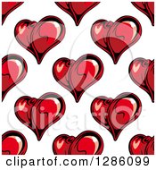 Poster, Art Print Of Seamless Pattern Background Of Red Hearts With Openings