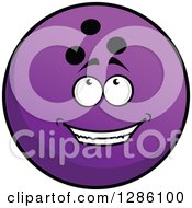 Clipart Of A Purple Bowling Ball Character Looking Up Royalty Free Vector Illustration