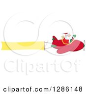 Poster, Art Print Of Santa Claus Waving And Flying A Christmas Plane With A Blank Aerial Banner