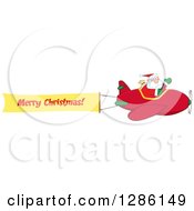 Poster, Art Print Of Santa Claus Waving And Flying A Christmas Plane With A Merry Christmas Aerial Banner