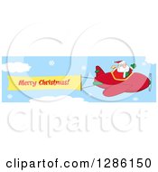 Poster, Art Print Of Santa Claus Waving And Flying A Christmas Plane With A Merry Christmas Aerial Banner In A Snowy Sky