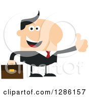 Poster, Art Print Of Modern Flat Design Of A Happy White Businessman Holding A Thumb Up