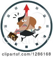 Poster, Art Print Of Modern Flat Design Of A Black Businessman Running Late Over A Clock