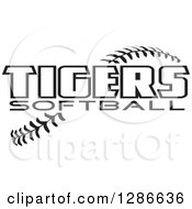 Poster, Art Print Of Black And White Tigers Softball Text Over Stitches