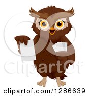 Brown Owl Holding Up A Flash Card
