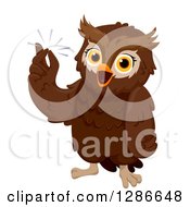 Poster, Art Print Of Smart Brown Owl Snapping His Fingers With An Idea