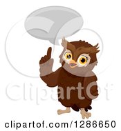Poster, Art Print Of Smart Brown Owl Talking And Holding Up A Finger