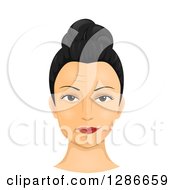 Clipart Of A Pre And Post View Of A Womans Face Showing Cosmetic Surgery Royalty Free Vector Illustration