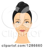 Clipart Of A Womans Face Shown With Pre Surgical Cosmetic Incision Marks Royalty Free Vector Illustration by BNP Design Studio