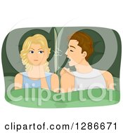 Poster, Art Print Of Brunette White Man Snoring Into A Blond Womans Ear