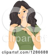 Clipart Of A Young Asian Woman Fretting Over Frizzy Hair Royalty Free Vector Illustration by BNP Design Studio