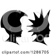 Poster, Art Print Of Grayscale Profiled Heads With Mohawks And Piercings