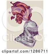 Poster, Art Print Of Medieval Knight Helmet With Feathers