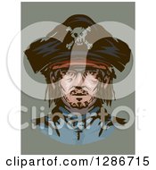 Poster, Art Print Of Portrait Of A Male Pirate Over Green