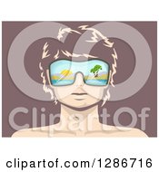 Poster, Art Print Of Mans Face With Beach Sunglasses Over Mauve