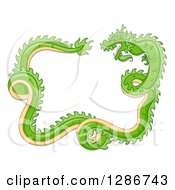 Poster, Art Print Of Green Chinese Dragon Curling And Forming A Frame