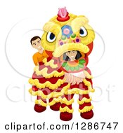 Young People In A Chinese Lion Dance Costume