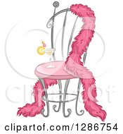Pink Feather Boa Draped Over A Fancy Chair With A Cocktail