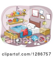 Poster, Art Print Of Messy Boys Room With Clothing And Items All Over The Floor