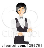 Poster, Art Print Of Happy Asian Female Waitress With A Napkin