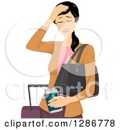 Poster, Art Print Of Young Asian Traveling Woman With A Headache