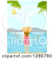 Poster, Art Print Of Rear View Of A White Woman Sitting On A Hammock On A Beach