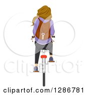 Poster, Art Print Of Rear View Of A Dirty Blond White Teenage School Girl Riding A Bicycle