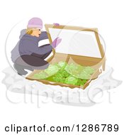 Poster, Art Print Of Blond White Woman Checking On Her Cold Frame Garden With Cabbage