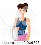Clipart Of A Happy Caucasian Woman In A One Piece Bathing Suit Royalty Free Vector Illustration