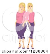 Clipart Of A Blond Woman Shown Before And After Weightloss Royalty Free Vector Illustration