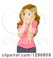 Poster, Art Print Of Sweating Scared Dirty Blond Caucasian Woman