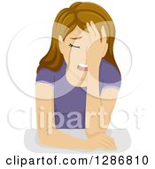 Clipart Of A Crying Teenage White Girl Royalty Free Vector Illustration