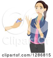 Poster, Art Print Of Brunette White Teenage Girl Turning Down An Offer For Cigarettes