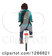Poster, Art Print Of Rear View Of A Brunette White Teenage Boy Riding A Bike To School