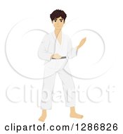 Clipart Of A Young Teenage Asian Boy In Judo Uniform Royalty Free Vector Illustration