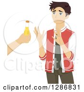 Poster, Art Print Of Brunette White Teenage Boy Refusing An Offer Of Alcohol