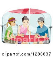 Poster, Art Print Of Group Of Preppy Teenagers Drinking Coffee At A Table