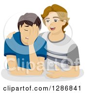 Poster, Art Print Of Despaired White Boy Crying And Being Comforted By A Friend