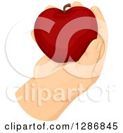Poster, Art Print Of Fat Caucasian Hand Holding A Red Apple